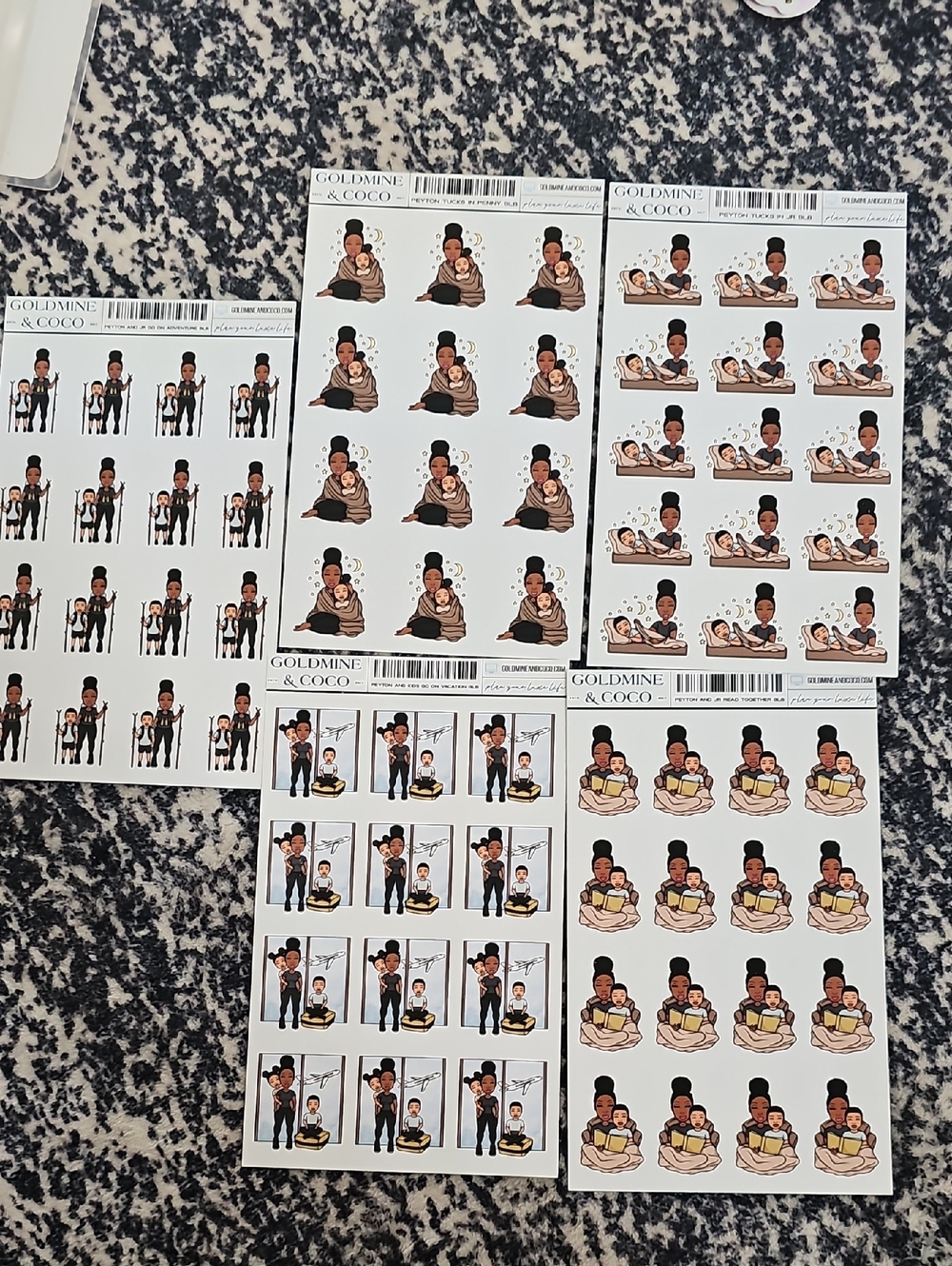 Goldmine & Coco Peyton Planner Sticker Sheets - Brown/Black Skin Tone